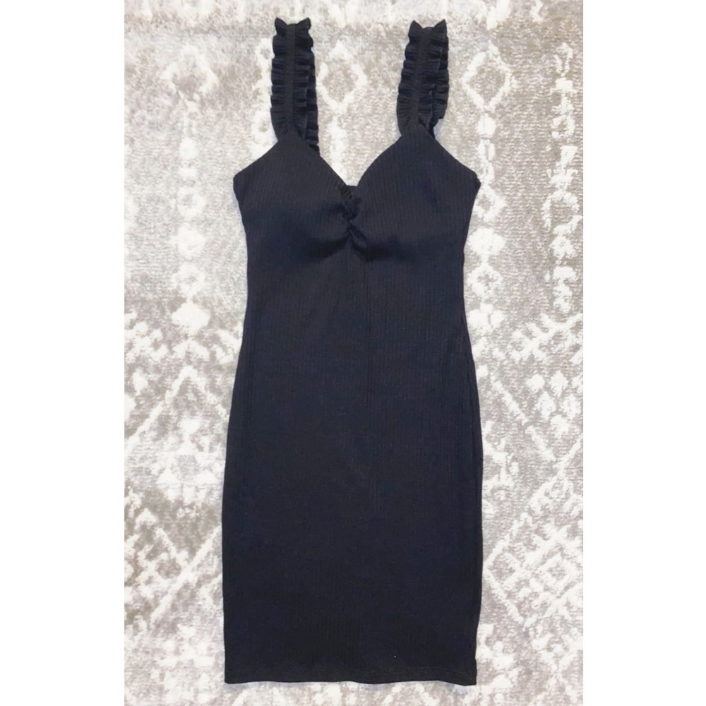 Black Ribbed Bodycon Dress Size S